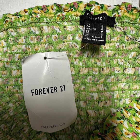 Forever 21 Cropped Floral Tube Top Womens Large Green Colorful Festival NWT - Picture 6 of 9